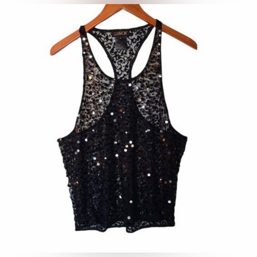 LaRoc sequined, glittery, sheer tank, size XS